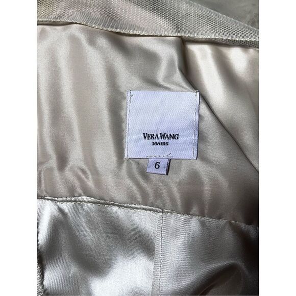 Vera Wang Maids Bridesmaid Cream Colored Sleeveless Tulle Dress Size 6 - Picture 5 of 5